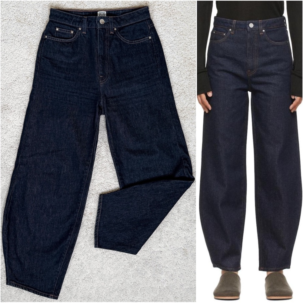 Toteme Raw Blue Barrel Leg Denim Jeans 24x30 100% Organic Cotton 221-238-741
